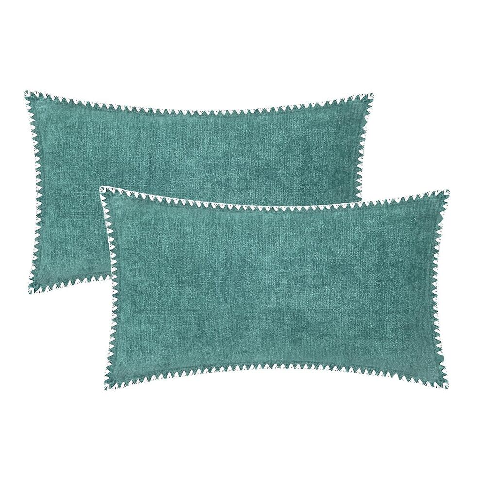 5823 Throw Pillow Covers 12x20 Inches - Teal Chenille Pillow Covers